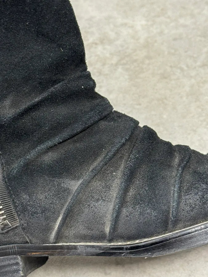 Amiri Black Eroded Suede Leather Zipper Boots GEpYHed 3