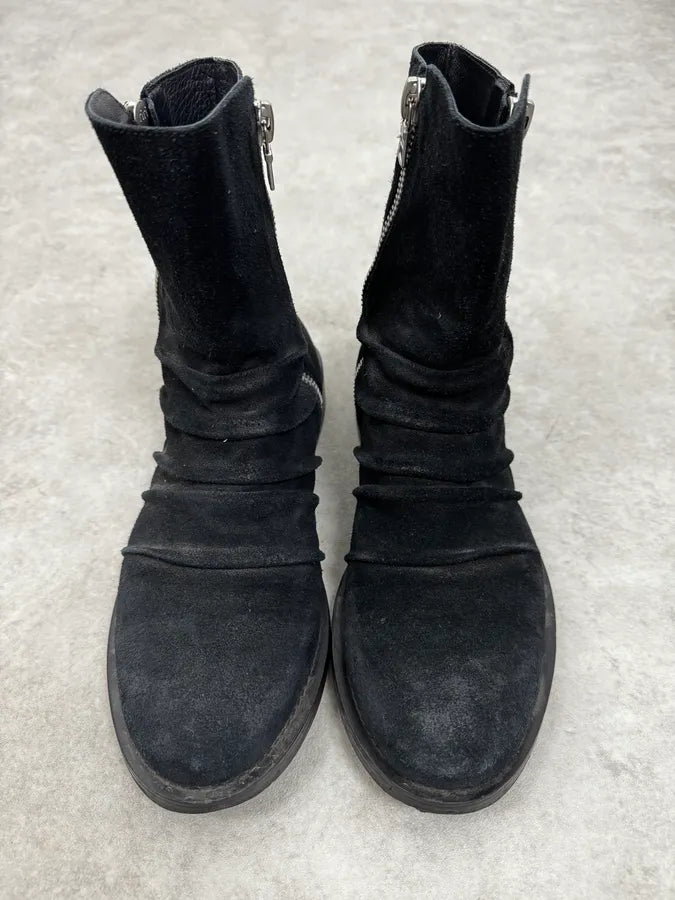 Amiri Black Eroded Suede Leather Zipper Boots GEpYHed 2