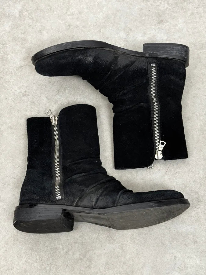Amiri Black Eroded Suede Leather Zipper Boots GEpYHed 1