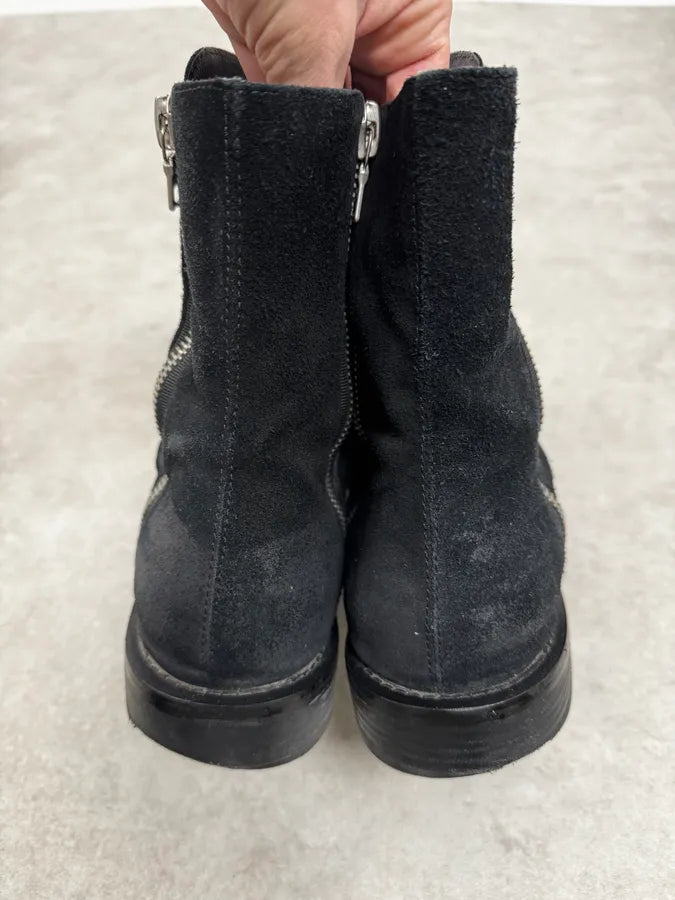 Amiri Black Eroded Suede Leather Zipper Boots GEpYHed 4