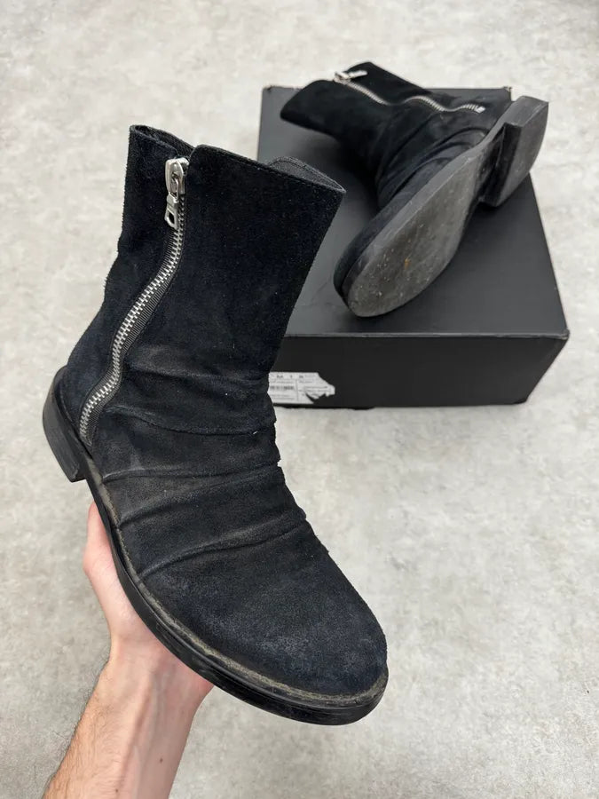 Amiri Black Eroded Suede Leather Zipper Boots GEpYHed 0