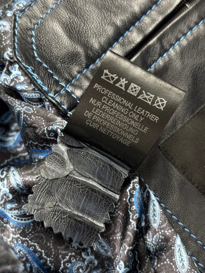 Angelo Galasso Black & Blie Python Leather Jacket QjMOegZ 18