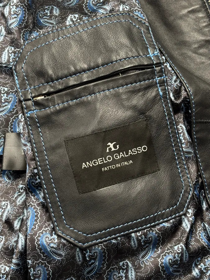 Angelo Galasso Black & Blie Python Leather Jacket QjMOegZ 17