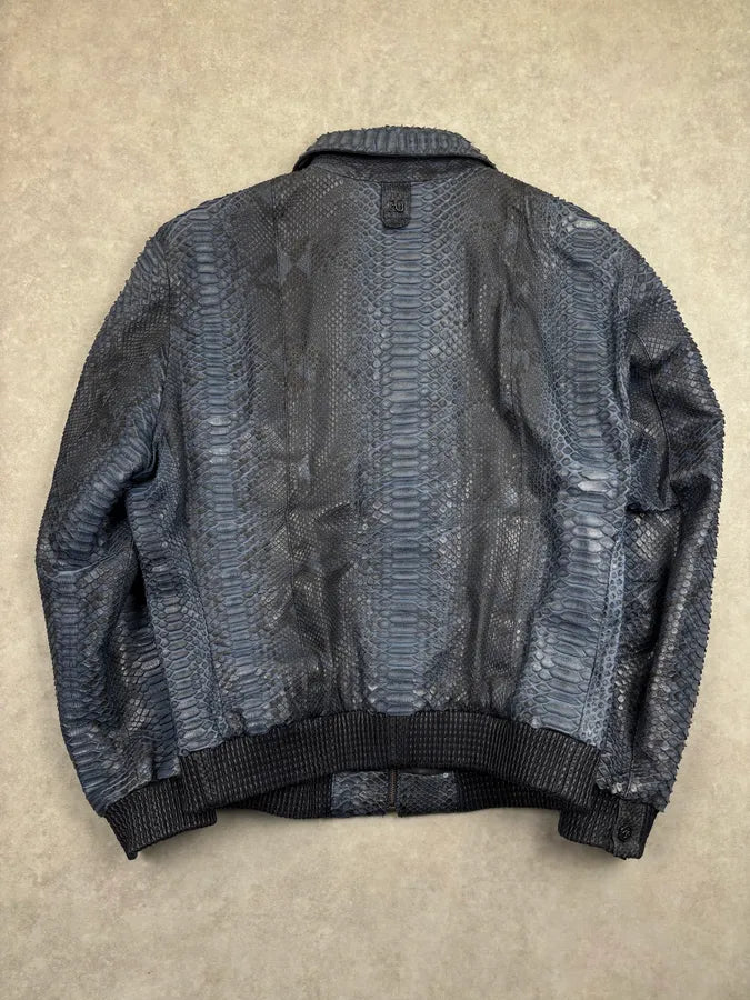 Angelo Galasso Black & Blie Python Leather Jacket QjMOegZ 7