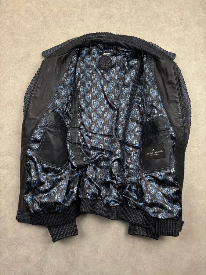 Angelo Galasso Black & Blie Python Leather Jacket QjMOegZ 9