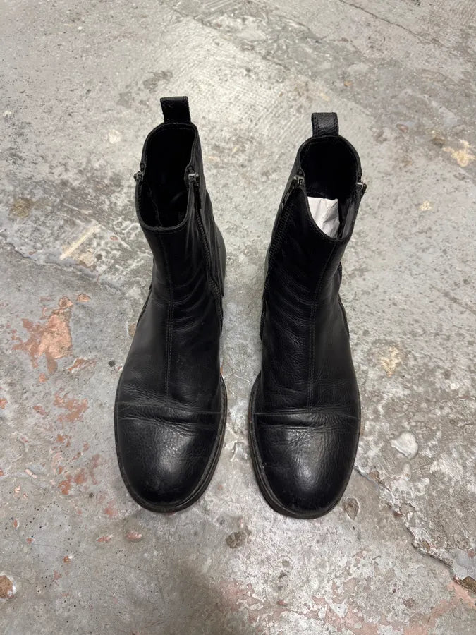 Ann Demeulemeester 2-Zip Black Leather Boots yfgZOaR 2