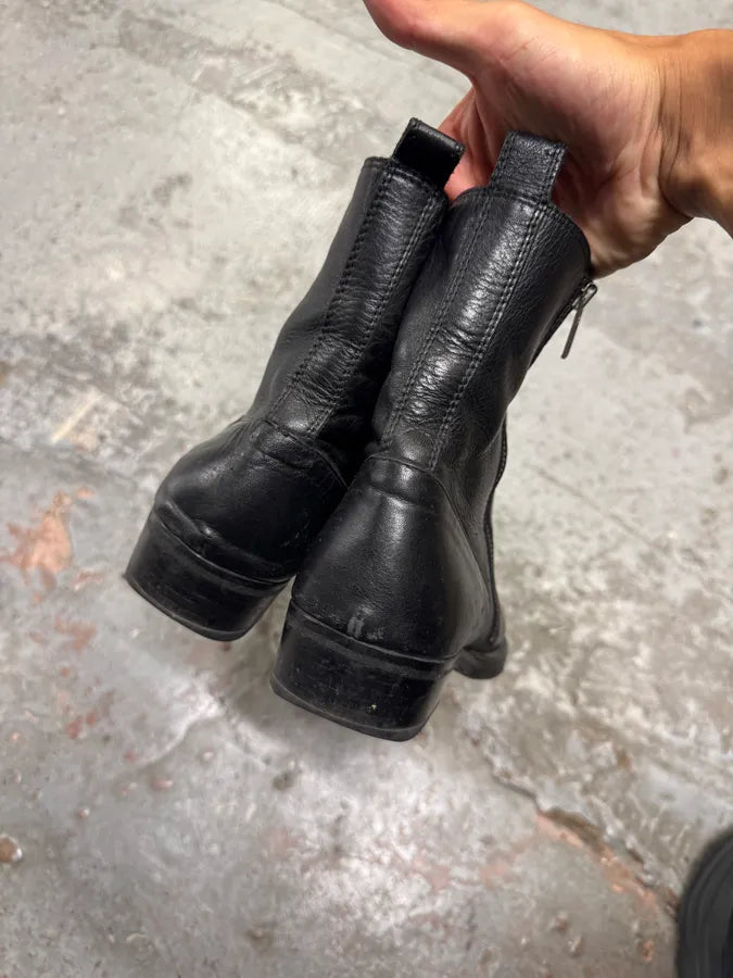 Ann Demeulemeester 2-Zip Black Leather Boots yfgZOaR 4