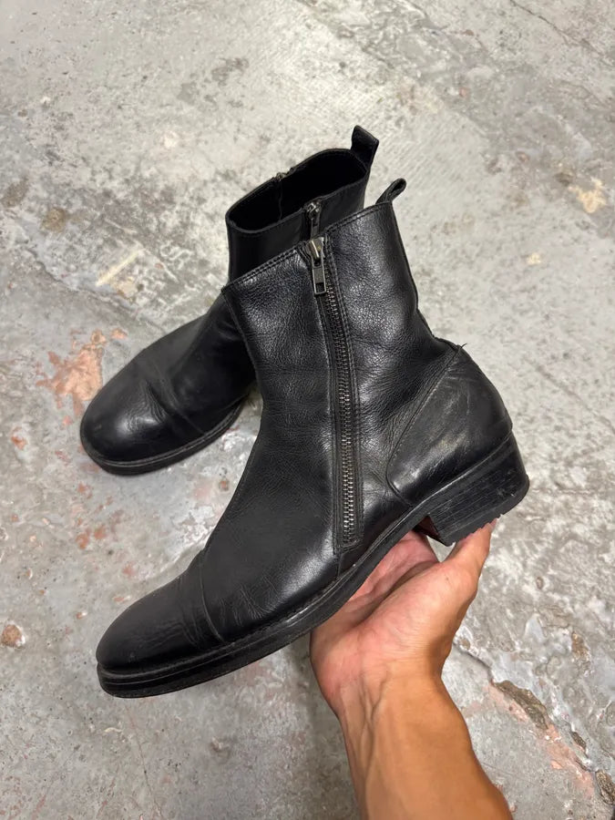 Ann Demeulemeester 2-Zip Black Leather Boots yfgZOaR 6