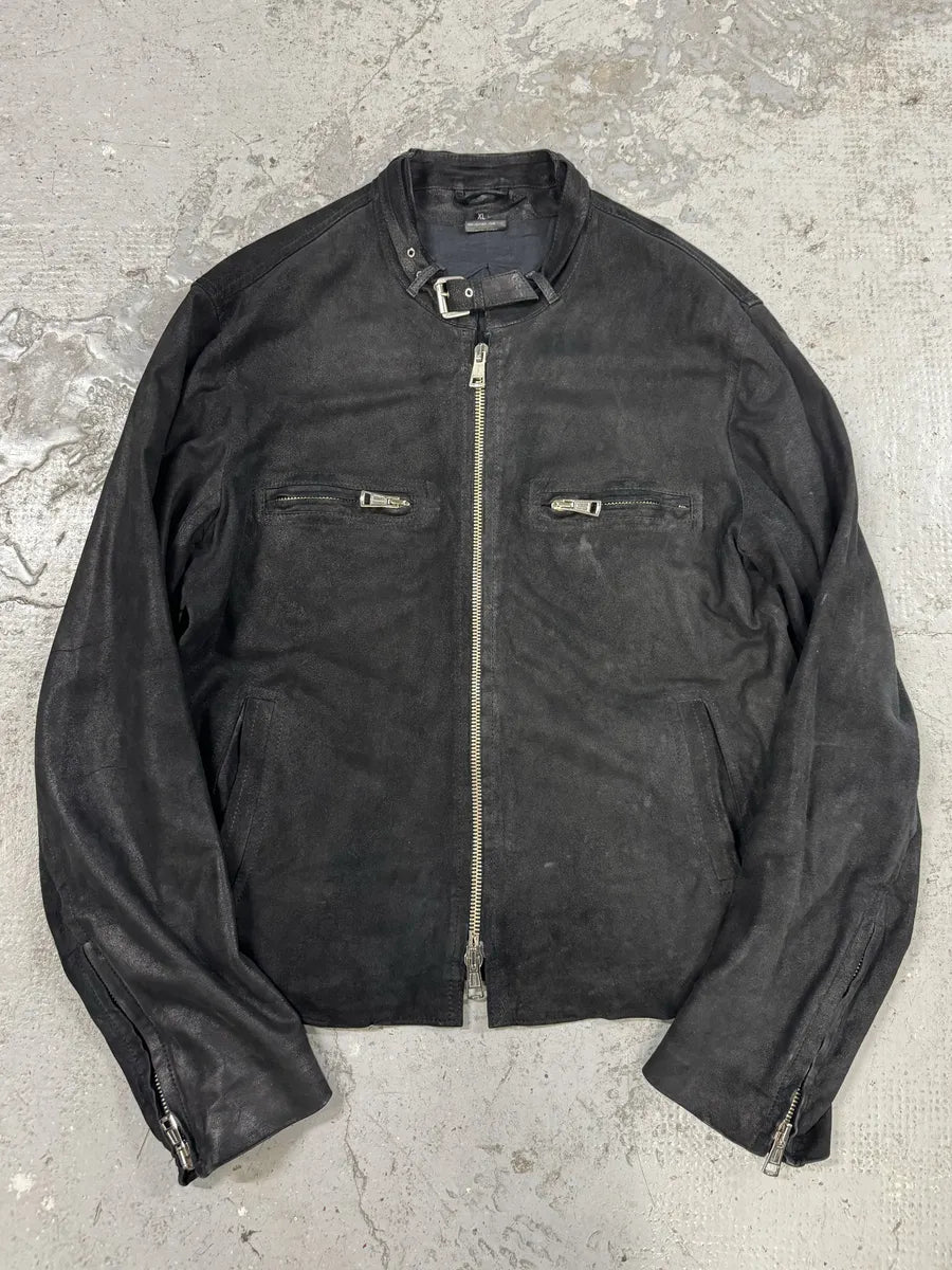 Ann Demeulemeester Black Cracked Biker Leather Jacket (L) eKuaRob 0
