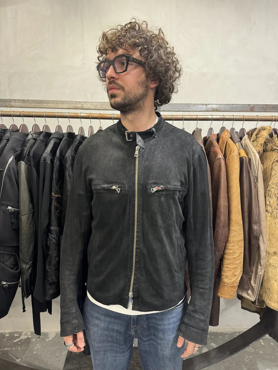 Ann Demeulemeester Black Cracked Biker Leather Jacket (L) eKuaRob 1