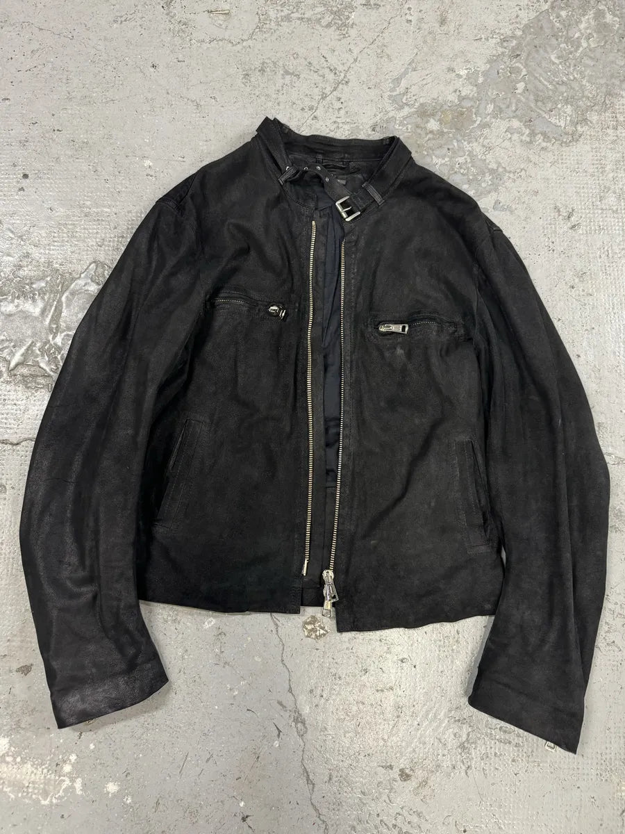Ann Demeulemeester Black Cracked Biker Leather Jacket (L) eKuaRob 3