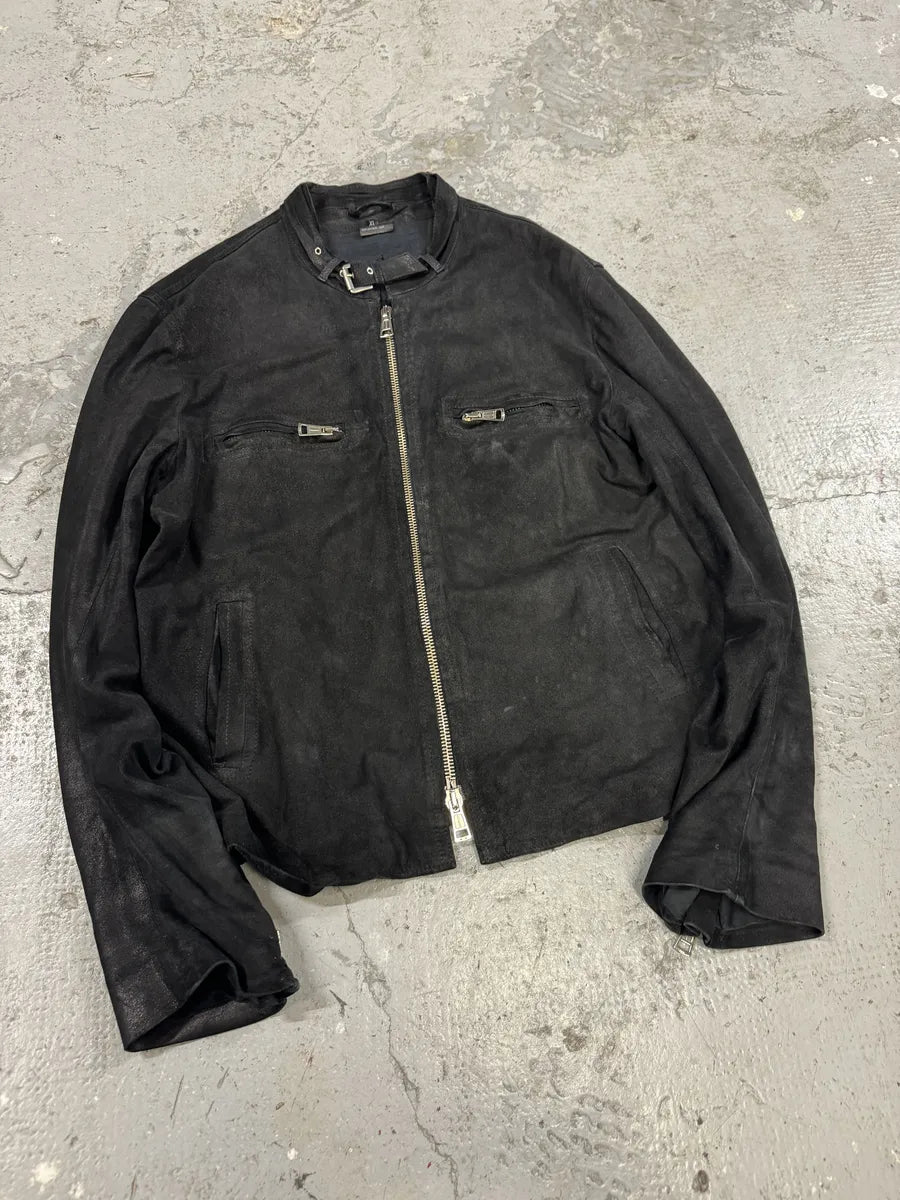 Ann Demeulemeester Black Cracked Biker Leather Jacket (L) eKuaRob 6