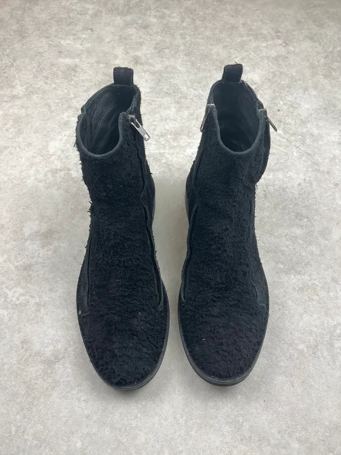 2010s Ann Demeulemeester Black Eroded Suede Chelsea Boots MvkNsyG 1