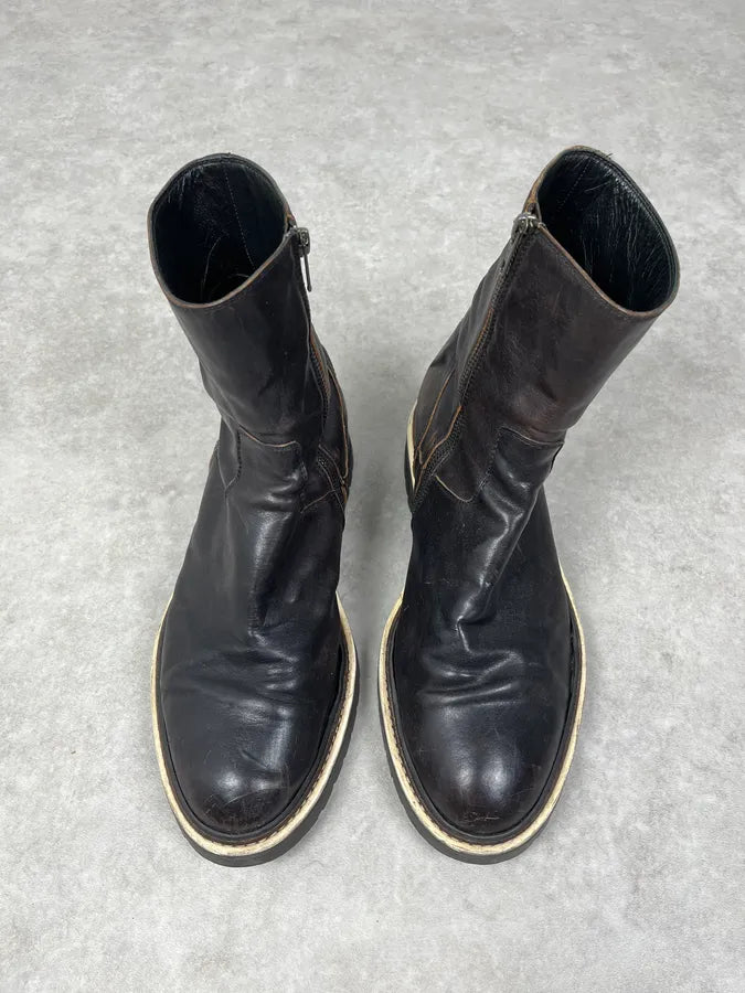 Ann Demeulemeester Black Leather Ankle Boots dNlMHDE 1