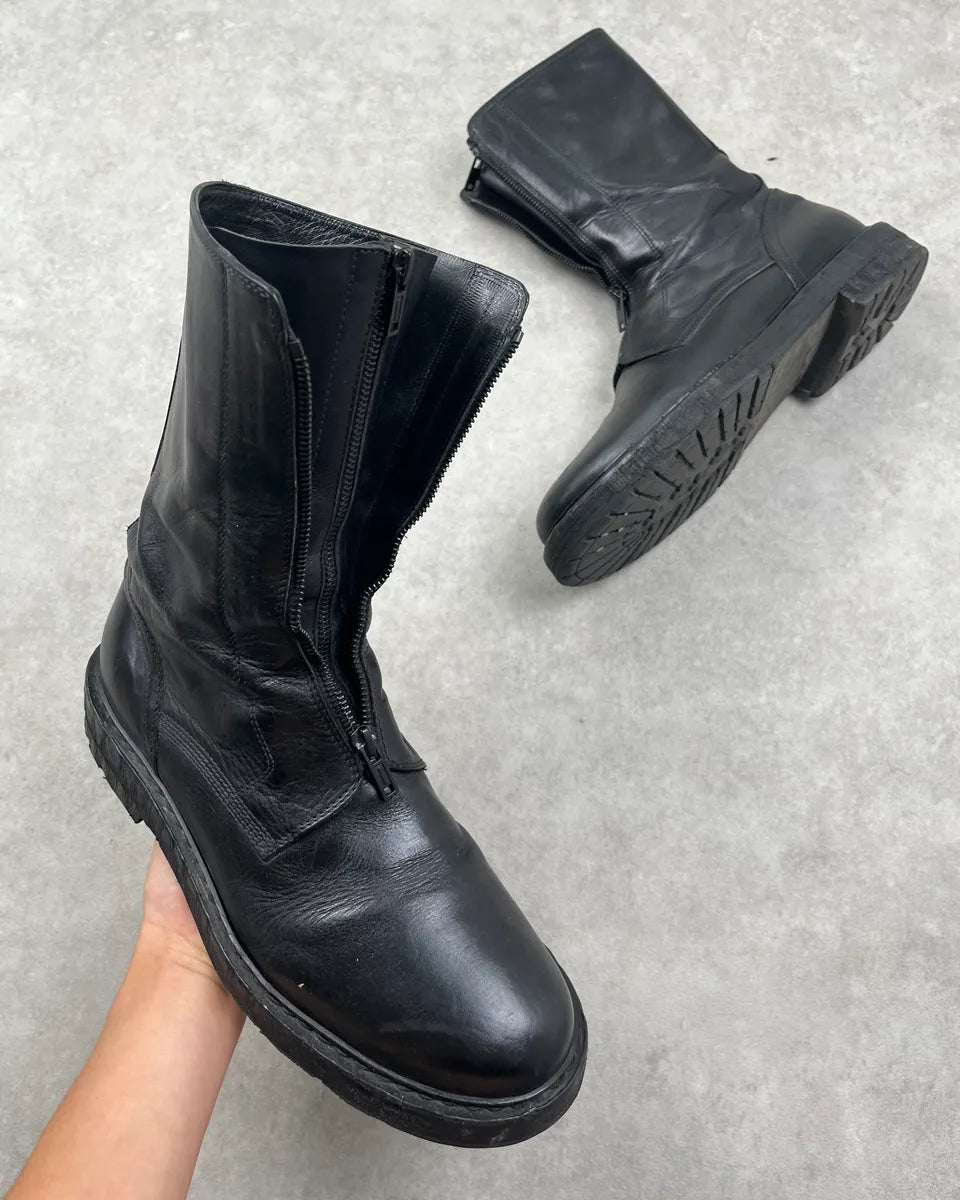 Ann Demeulemeester Black Leather Double Front Zip Boots JoZehmR 0