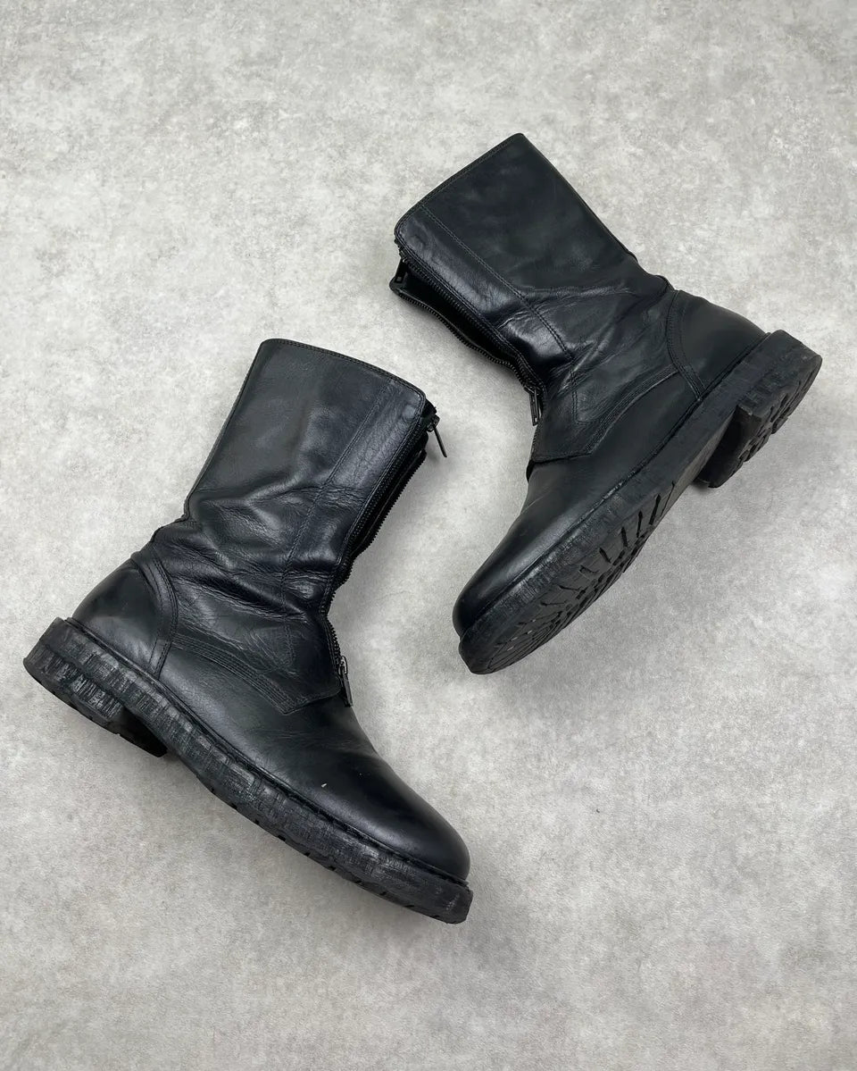 Ann Demeulemeester Black Leather Double Front Zip Boots JoZehmR 1
