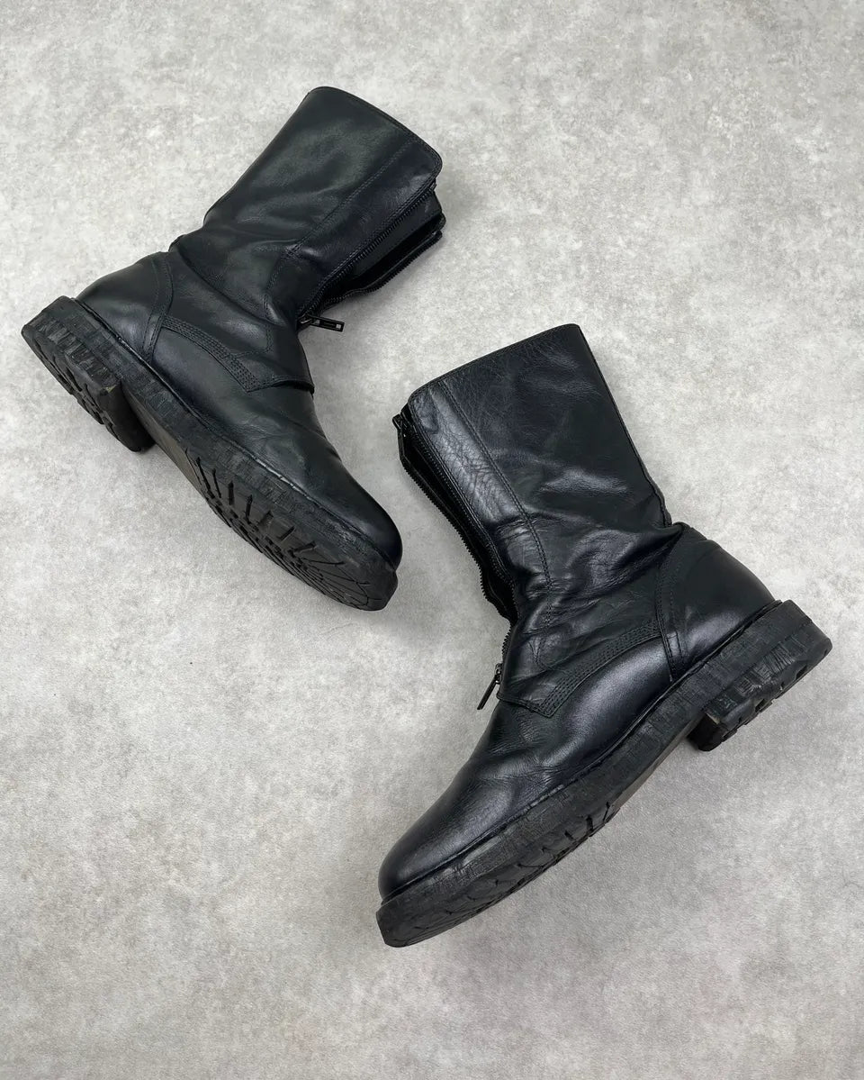 Ann Demeulemeester Black Leather Double Front Zip Boots JoZehmR 2