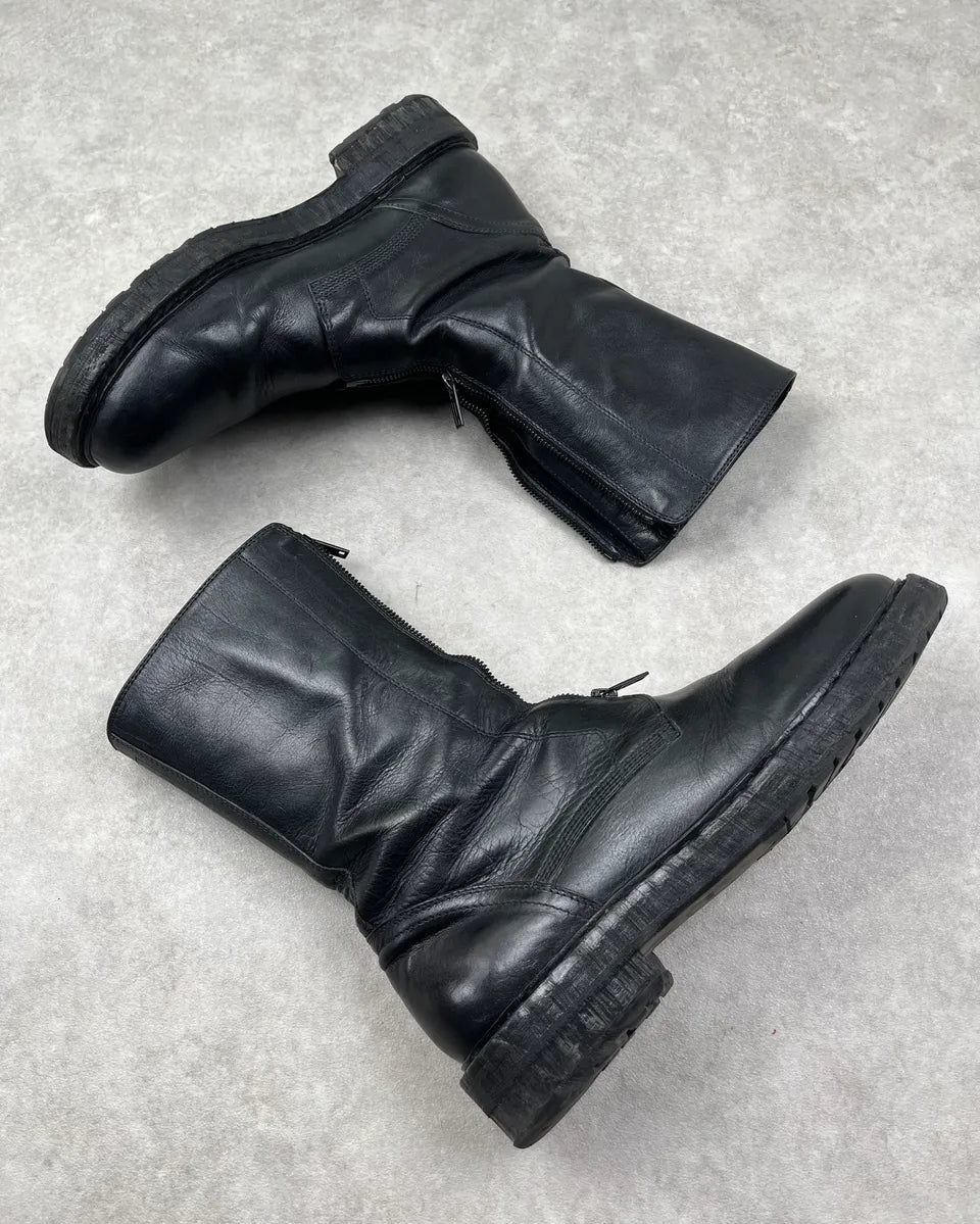 Ann Demeulemeester Black Leather Double Front Zip Boots JoZehmR 3