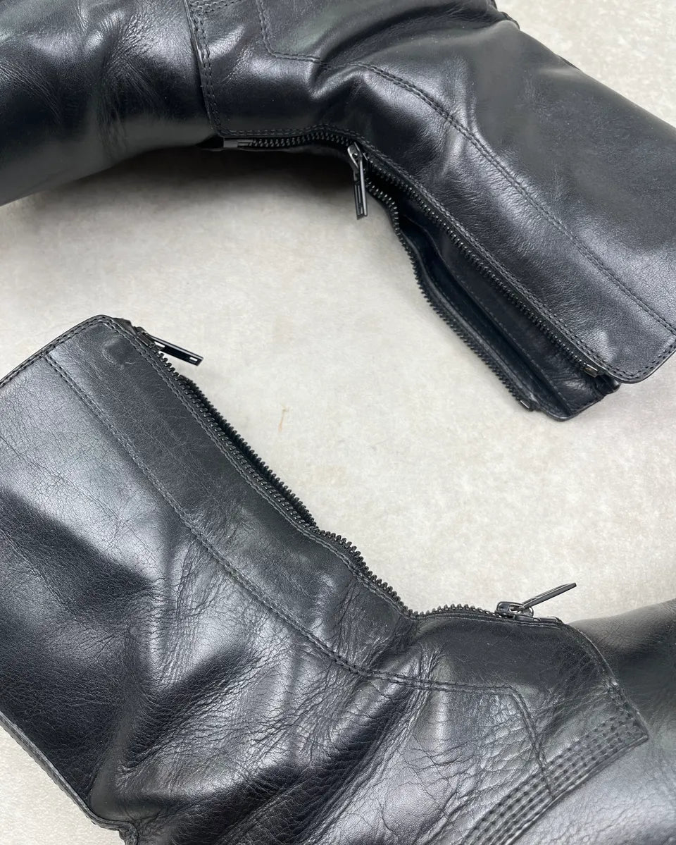 Ann Demeulemeester Black Leather Double Front Zip Boots JoZehmR 4