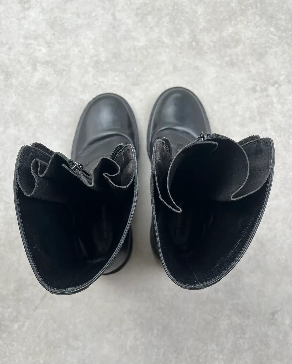 Ann Demeulemeester Black Leather Double Front Zip Boots JoZehmR 7