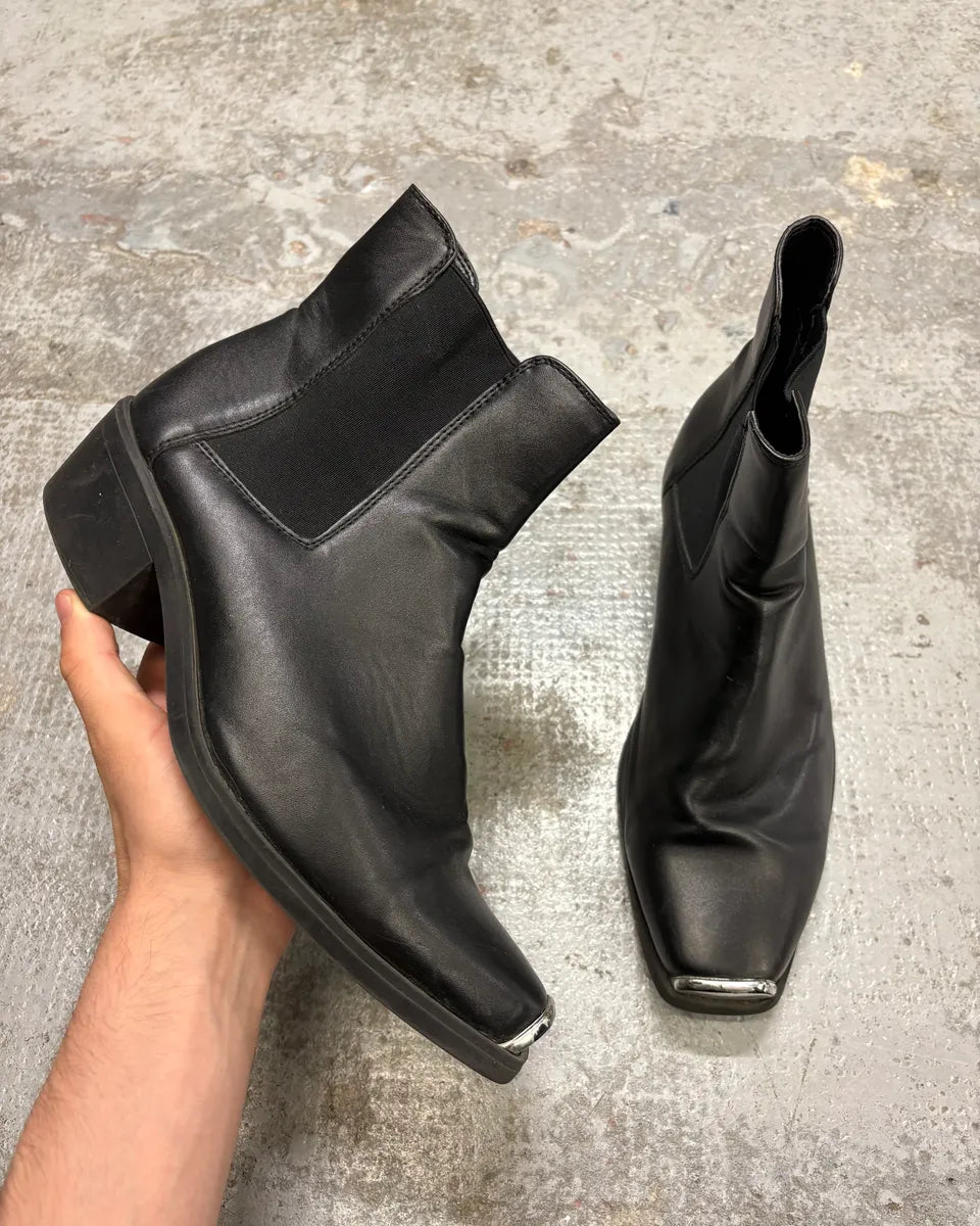 Ann Demeulemeester Black Leather Steel Toe Boots ExQskKg 0