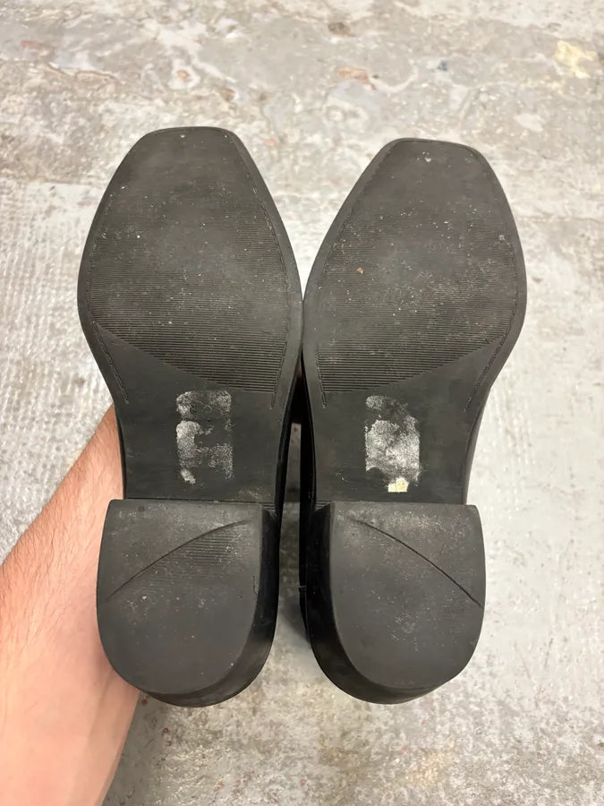 Ann Demeulemeester Black Leather Steel Toe Boots ExQskKg 10