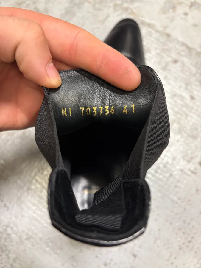 Ann Demeulemeester Black Leather Steel Toe Boots ExQskKg 11