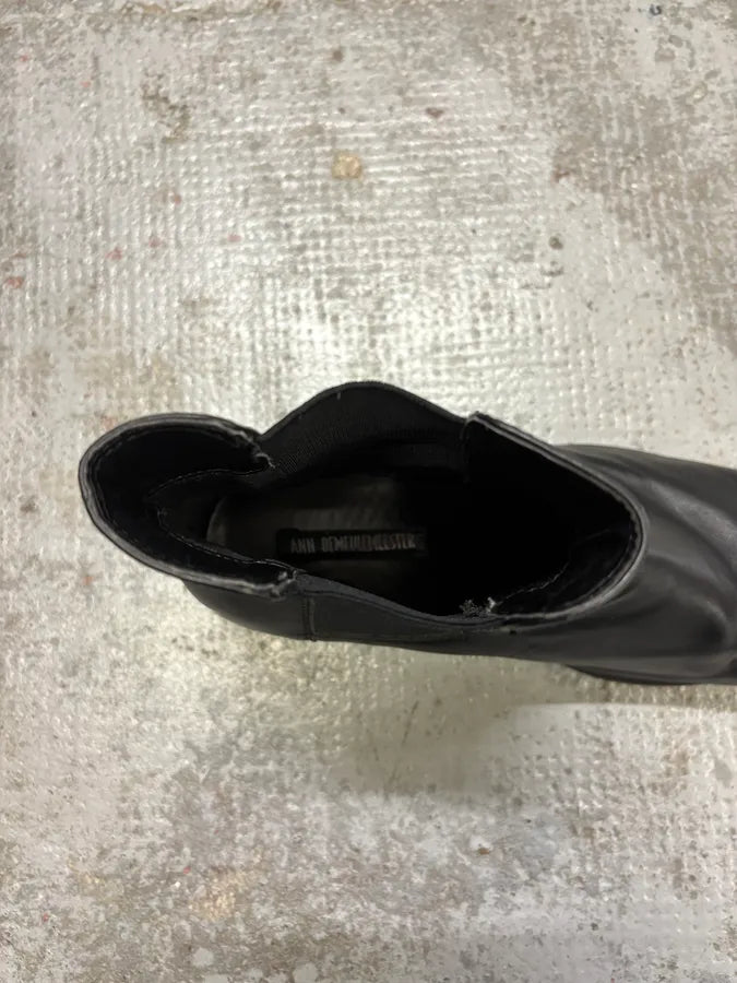 Ann Demeulemeester Black Leather Steel Toe Boots ExQskKg 12
