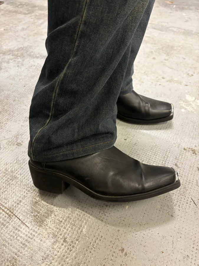 Ann Demeulemeester Black Leather Steel Toe Boots ExQskKg 2