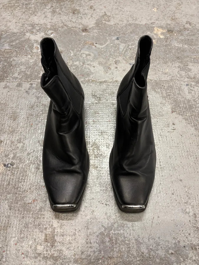 Ann Demeulemeester Black Leather Steel Toe Boots ExQskKg 4