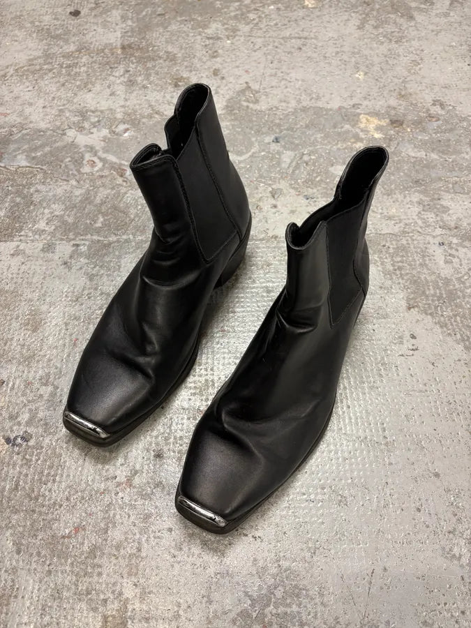 Ann Demeulemeester Black Leather Steel Toe Boots ExQskKg 5