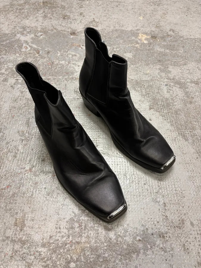 Ann Demeulemeester Black Leather Steel Toe Boots ExQskKg 6