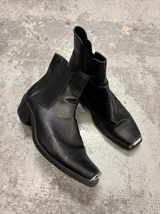 Ann Demeulemeester Black Leather Steel Toe Boots ExQskKg 7