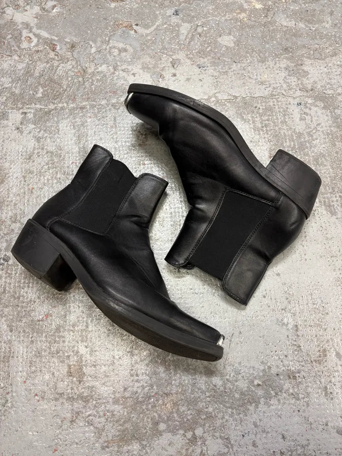 Ann Demeulemeester Black Leather Steel Toe Boots ExQskKg 8