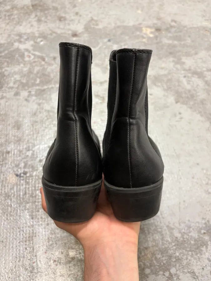 Ann Demeulemeester Black Leather Steel Toe Boots ExQskKg 9