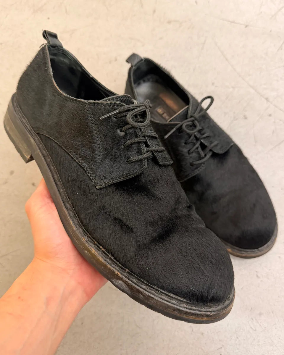 Ann Demeulemeester Black Pony Hair Lug Sole Derby Shoes zKCveiu 0