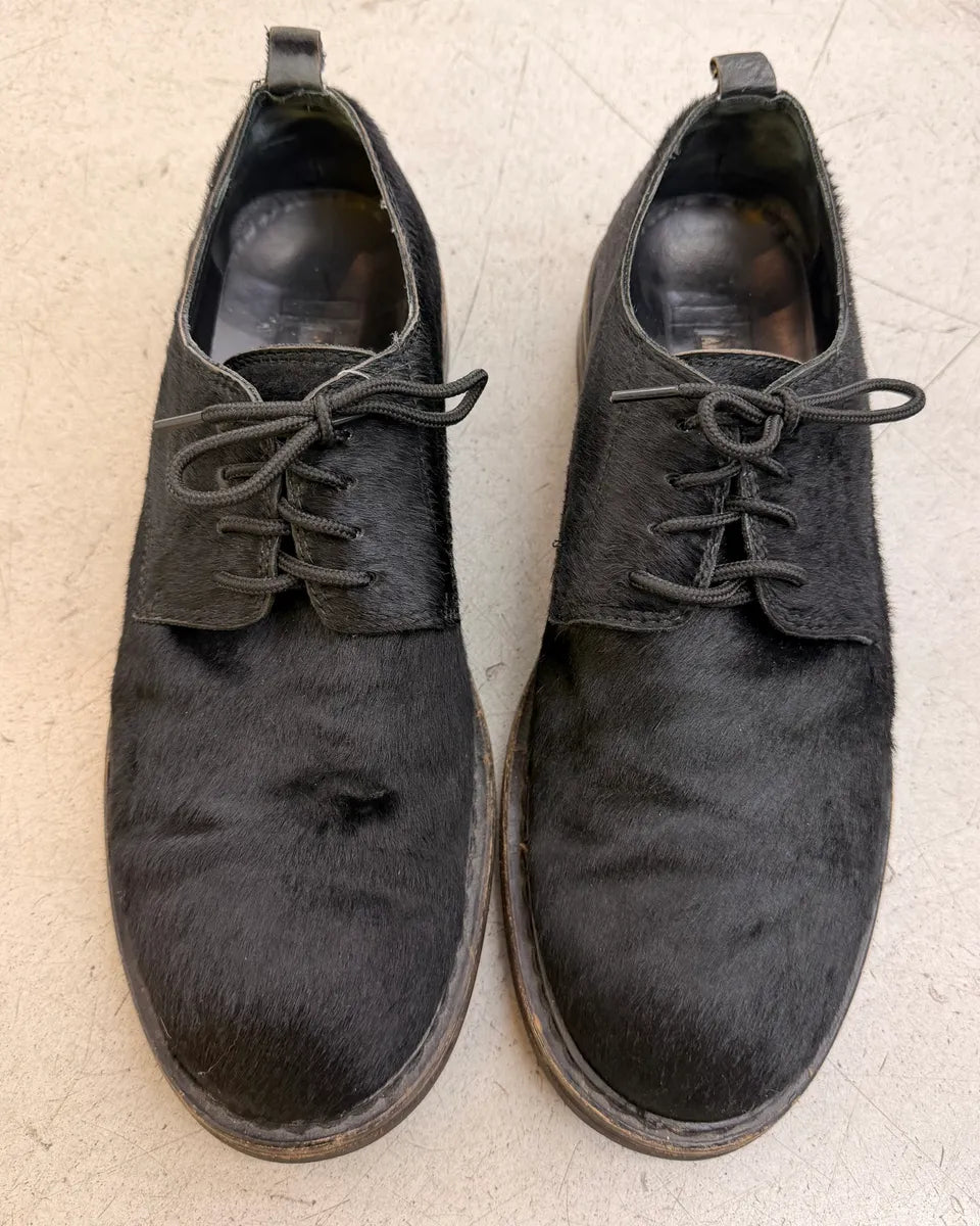 Ann Demeulemeester Black Pony Hair Lug Sole Derby Shoes zKCveiu 1