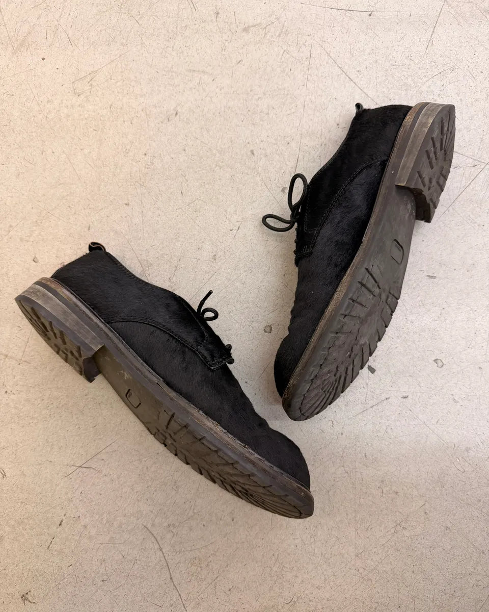 Ann Demeulemeester Black Pony Hair Lug Sole Derby Shoes zKCveiu 3