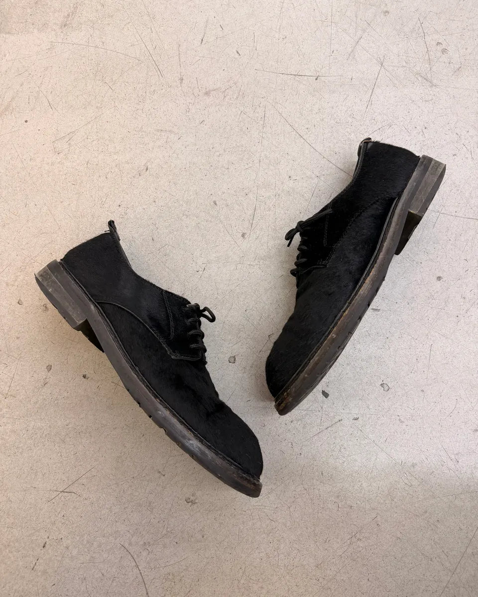 Ann Demeulemeester Black Pony Hair Lug Sole Derby Shoes zKCveiu 4