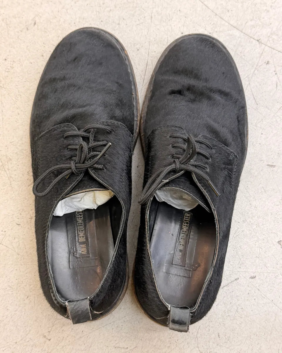 Ann Demeulemeester Black Pony Hair Lug Sole Derby Shoes zKCveiu 5
