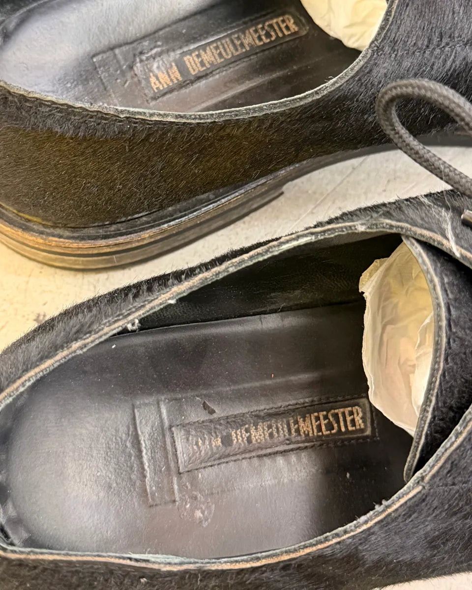 Ann Demeulemeester Black Pony Hair Lug Sole Derby Shoes zKCveiu 6