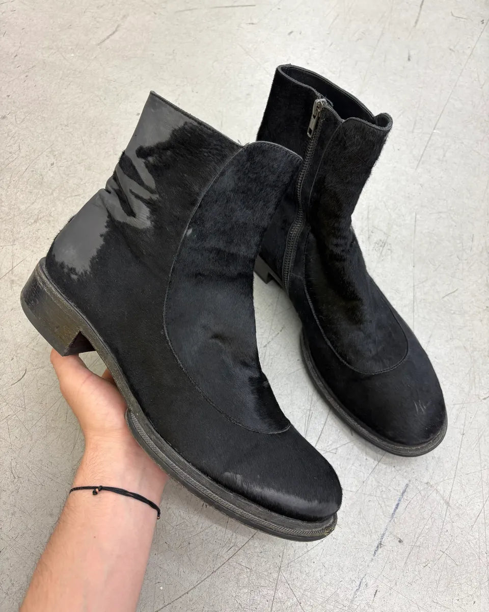 Ann Demeulemeester Black Ponyhair Leather Ankle Boots NuVGxyZ 0