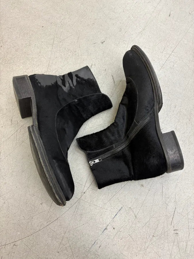 Ann Demeulemeester Black Ponyhair Leather Ankle Boots NuVGxyZ 5