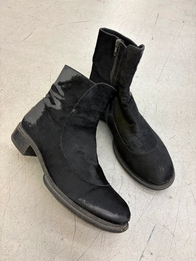 Ann Demeulemeester Black Ponyhair Leather Ankle Boots NuVGxyZ 4