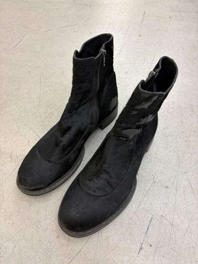 Ann Demeulemeester Black Ponyhair Leather Ankle Boots NuVGxyZ 2