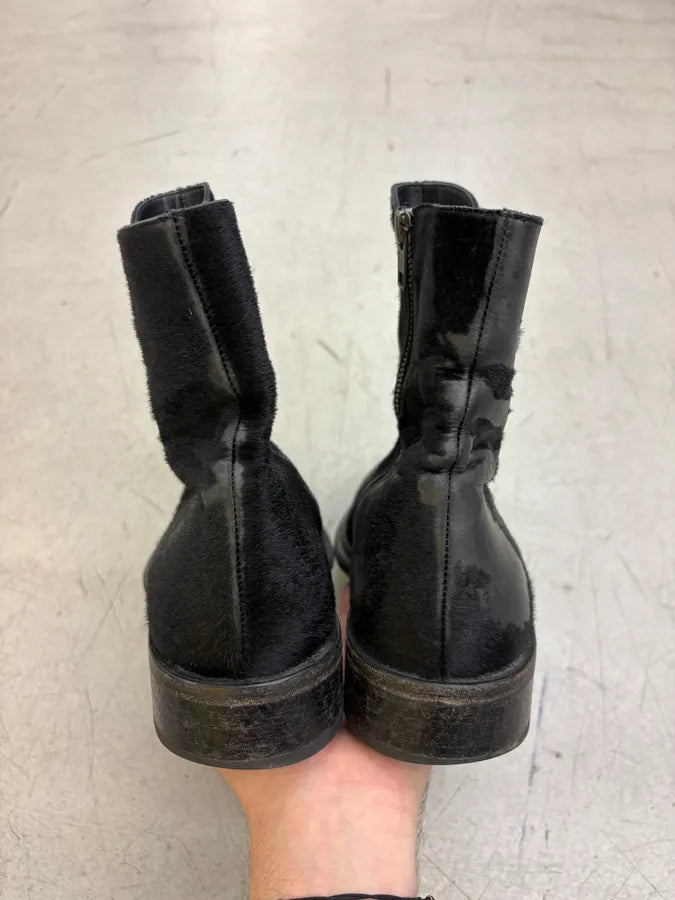 Ann Demeulemeester Black Ponyhair Leather Ankle Boots NuVGxyZ 6