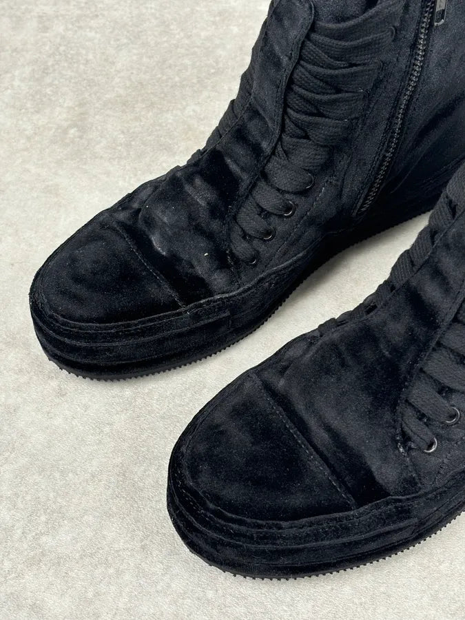 Ann Demeulemeester Black Velvet High-Top Sneakers LUsMDKO 4