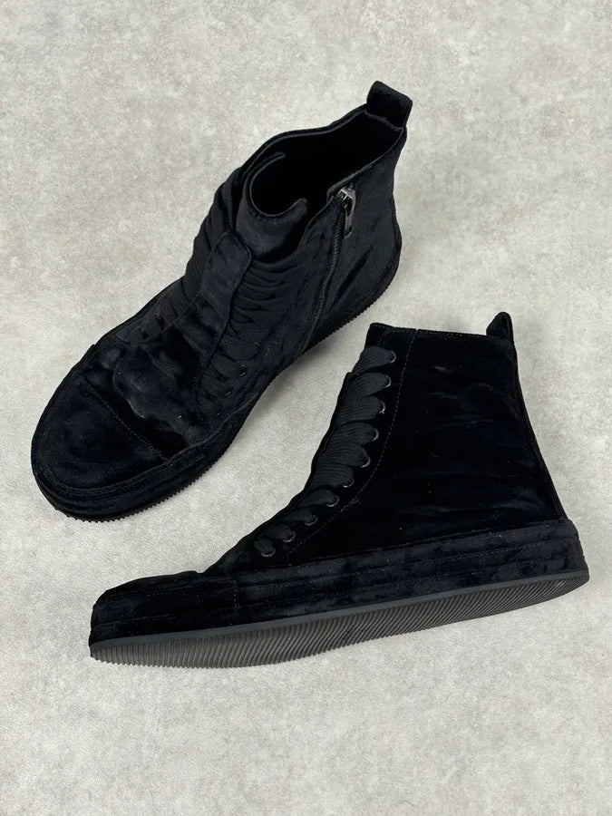 Ann Demeulemeester Black Velvet High-Top Sneakers LUsMDKO 5