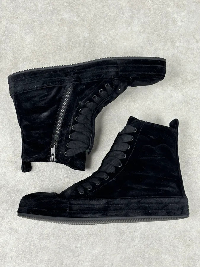 Ann Demeulemeester Black Velvet High-Top Sneakers LUsMDKO 6