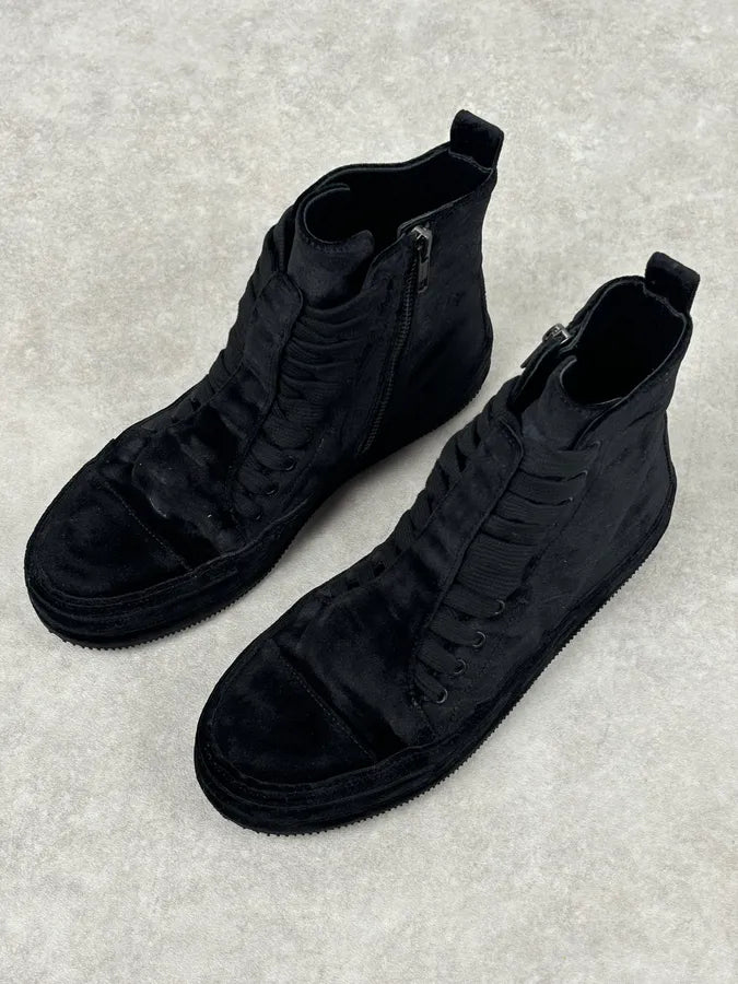 Ann Demeulemeester Black Velvet High-Top Sneakers LUsMDKO 3